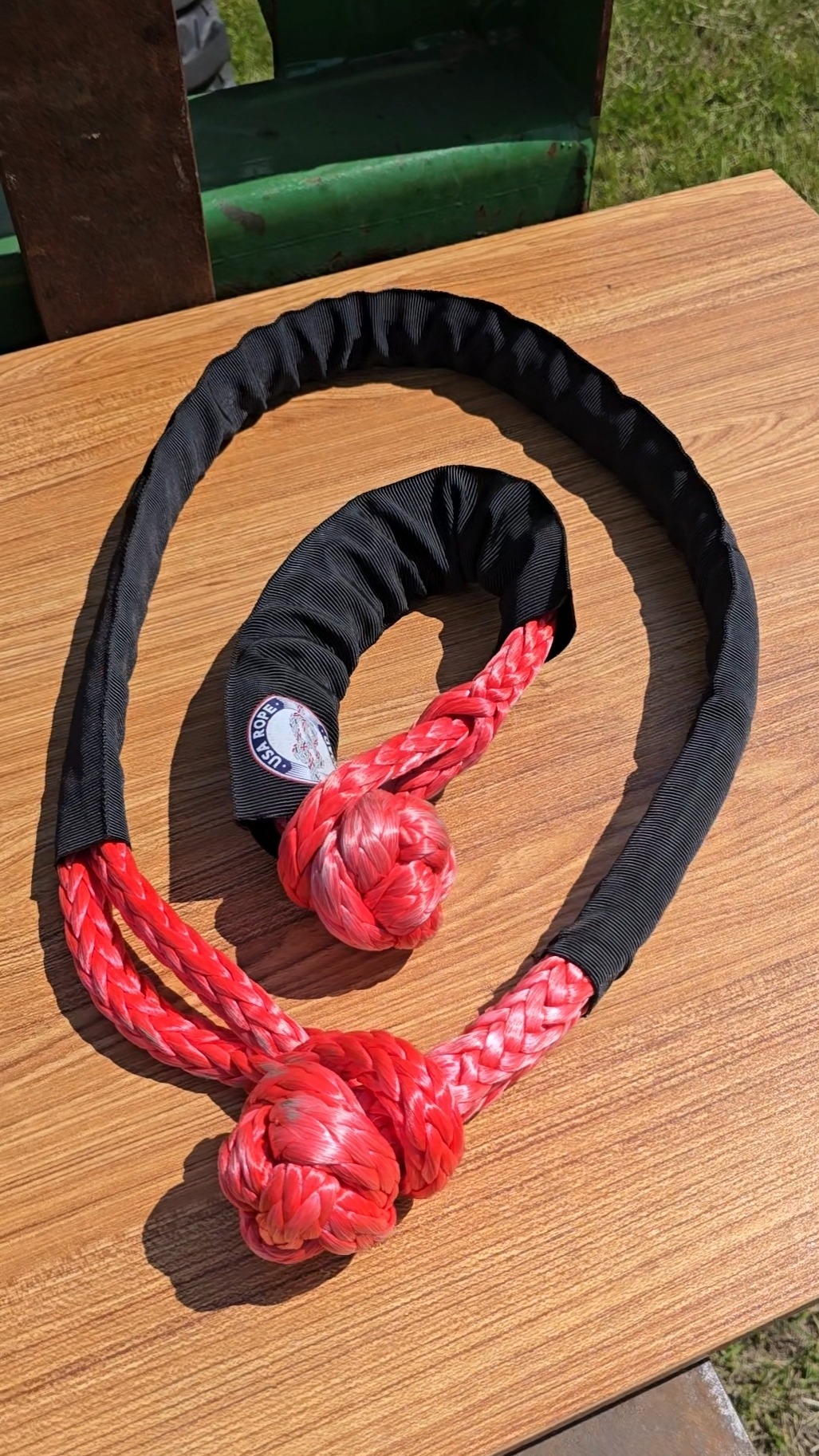 Tractor sized soft shackle around a standard soft shackle